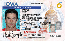 Iowa REAL ID Driver's License Sample