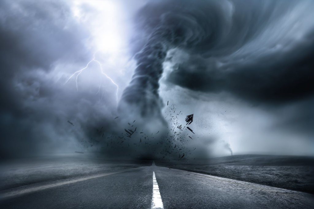 Tornado on road. Preparing your home for disasters