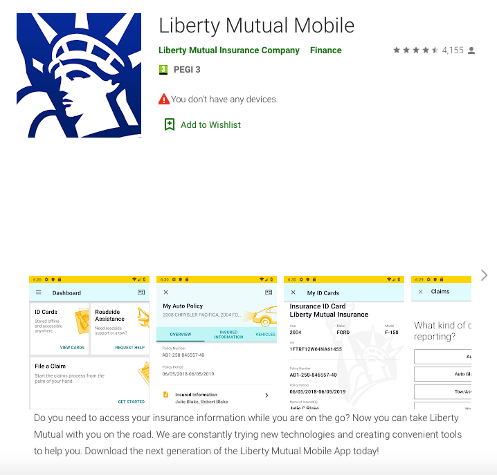 google play liberty mutual app