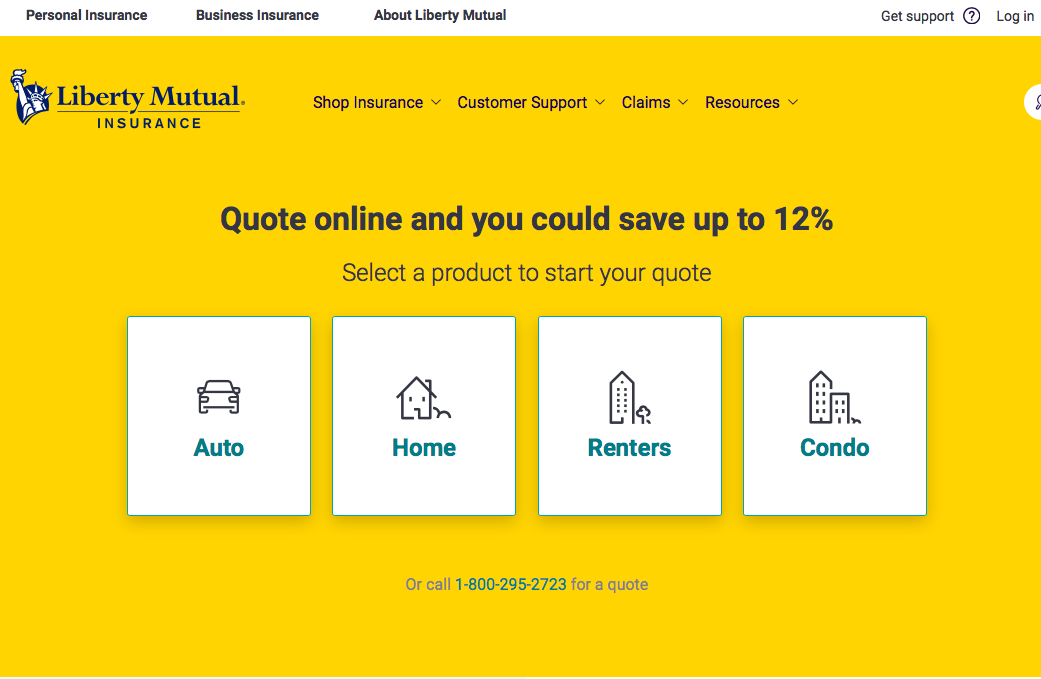liberty mutual website top of the page