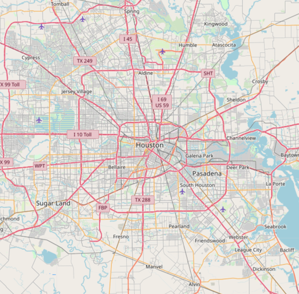 Map of Houston, Texas