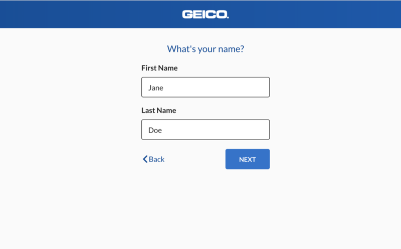 Step 2: Geico Quote - name