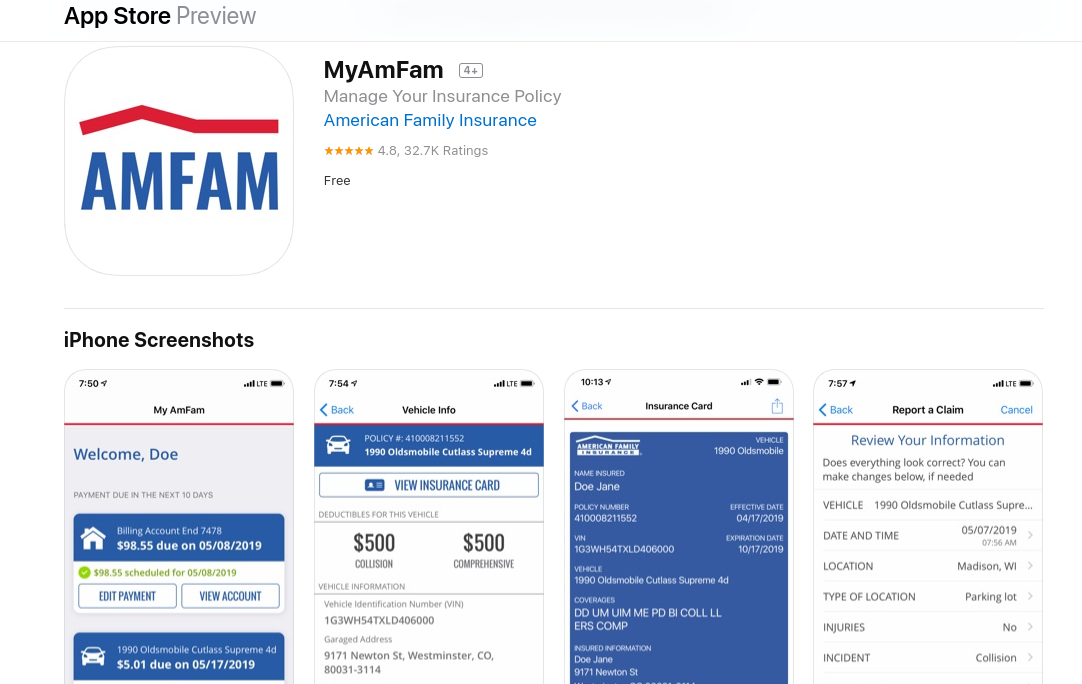 American Family Auto Insurance app