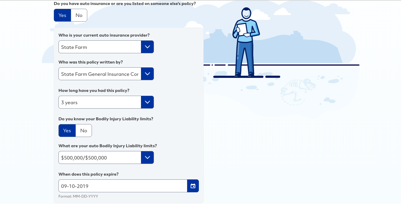 Allstate online quote form prior coverage