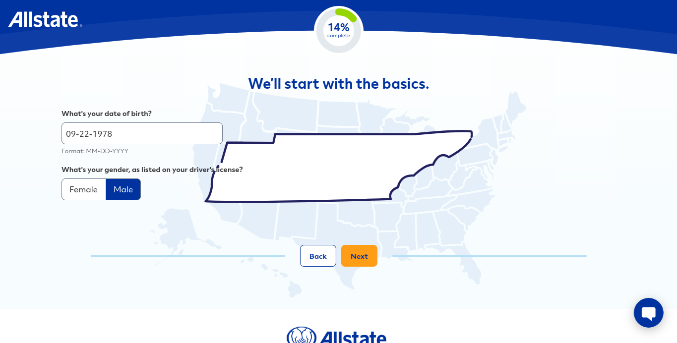 Allstate online quote form birthday state