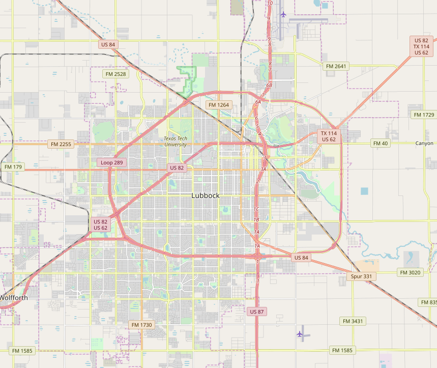 Map of Lubbock, Texas