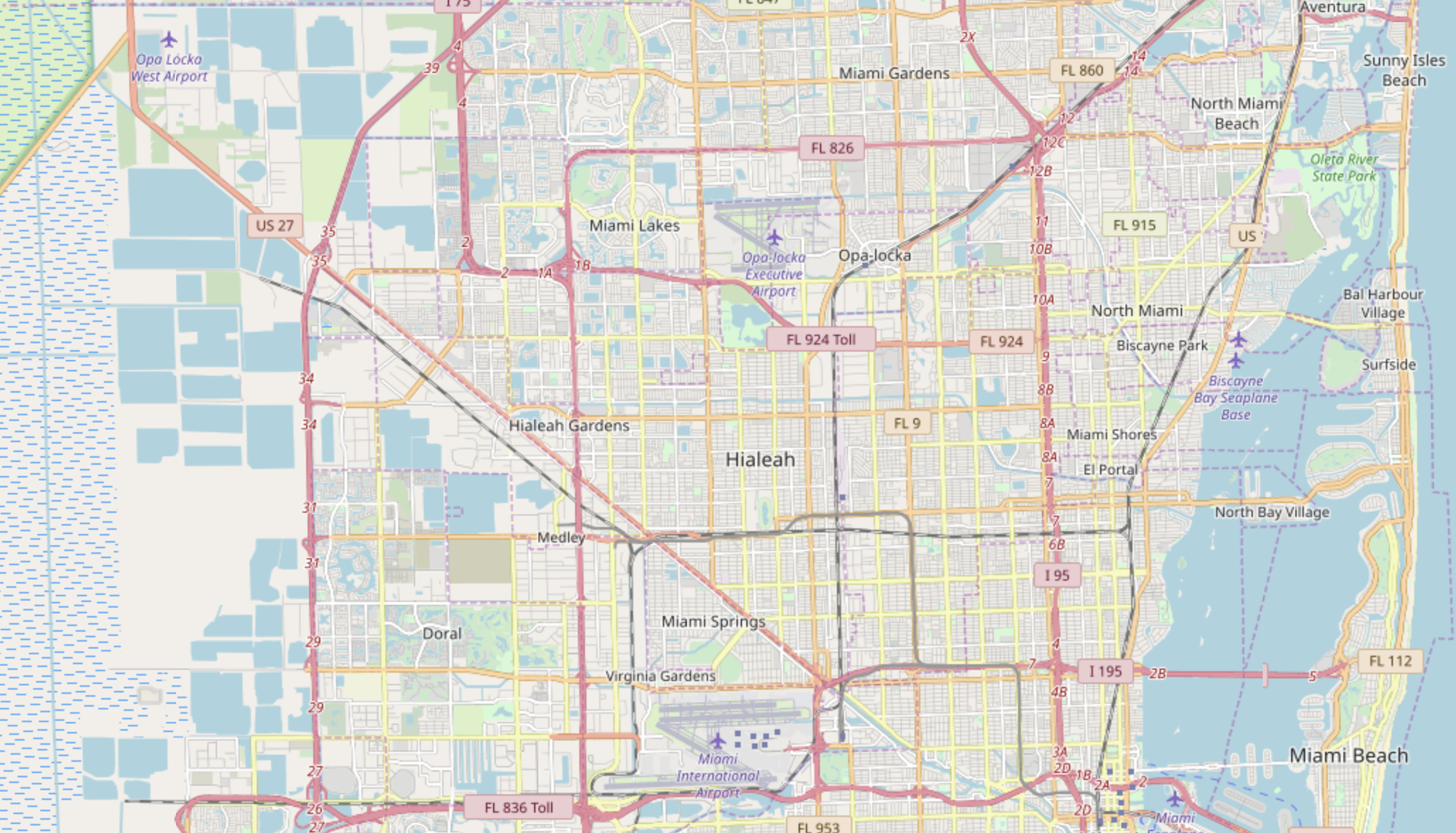 Hialeah, Florida major highways