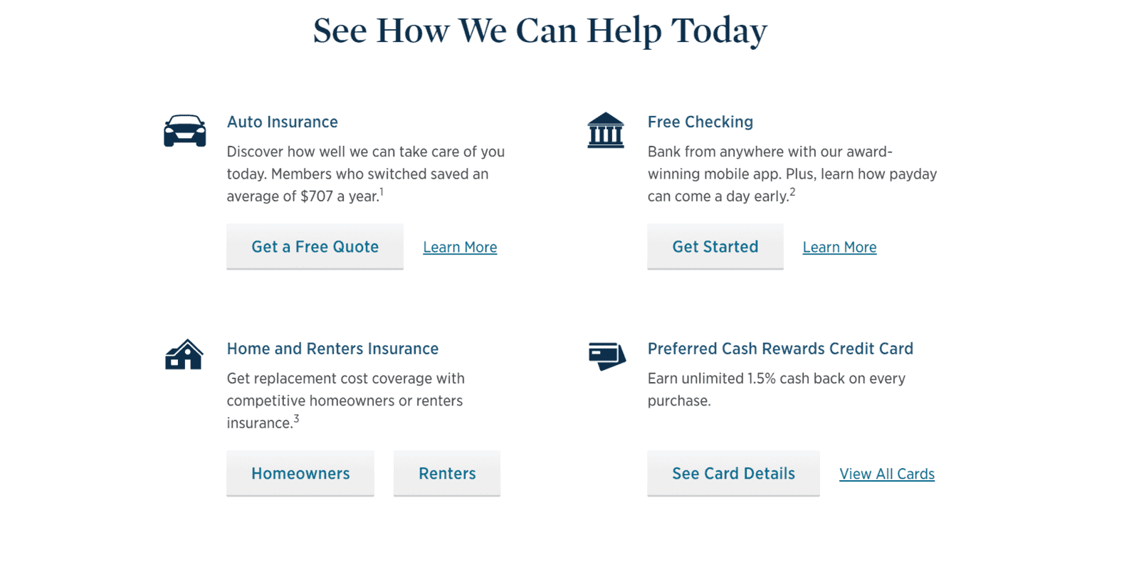 USAA get a free quote page