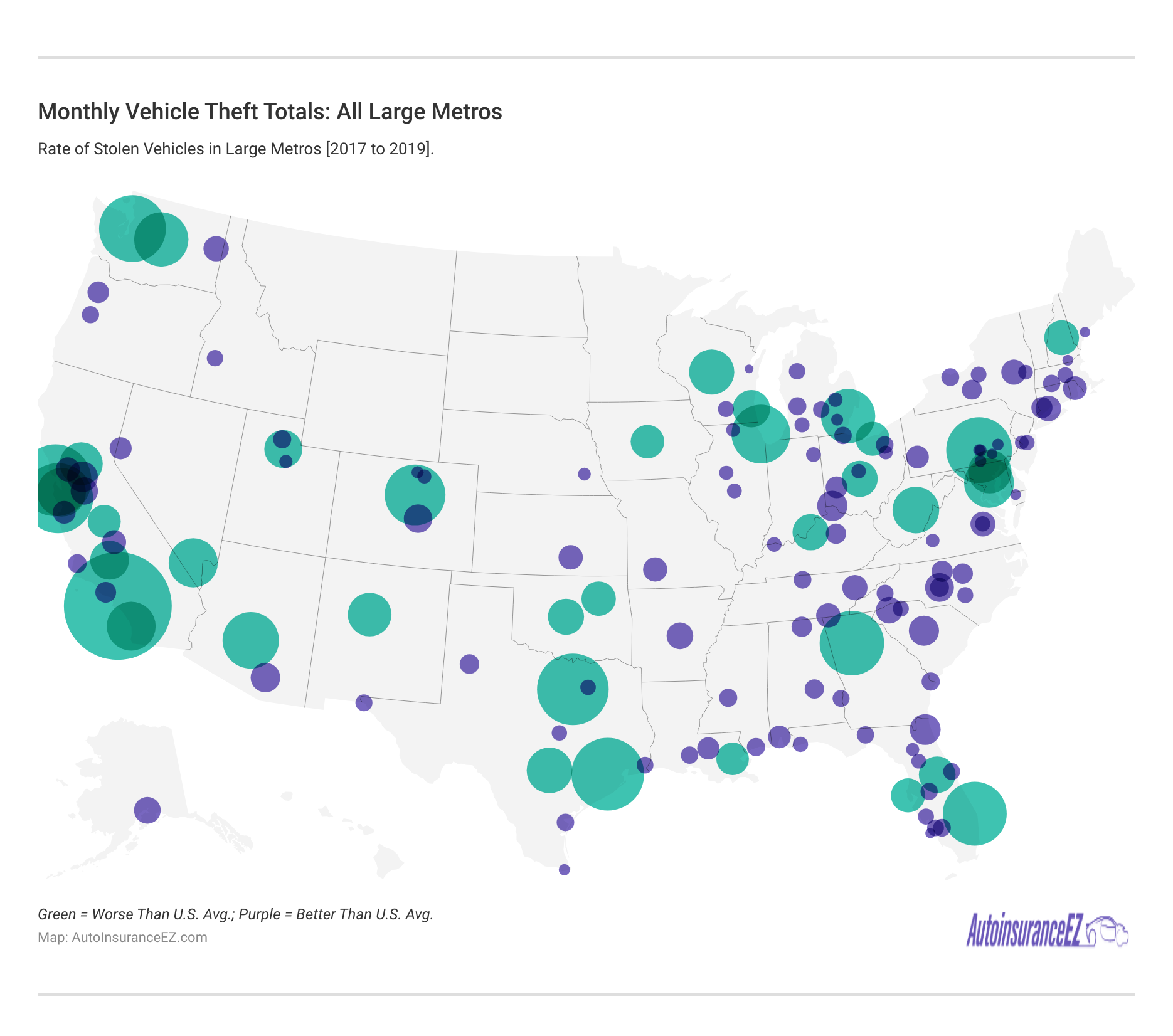 <h3>Monthly Vehicle Theft Totals: All Large Metros</h3>