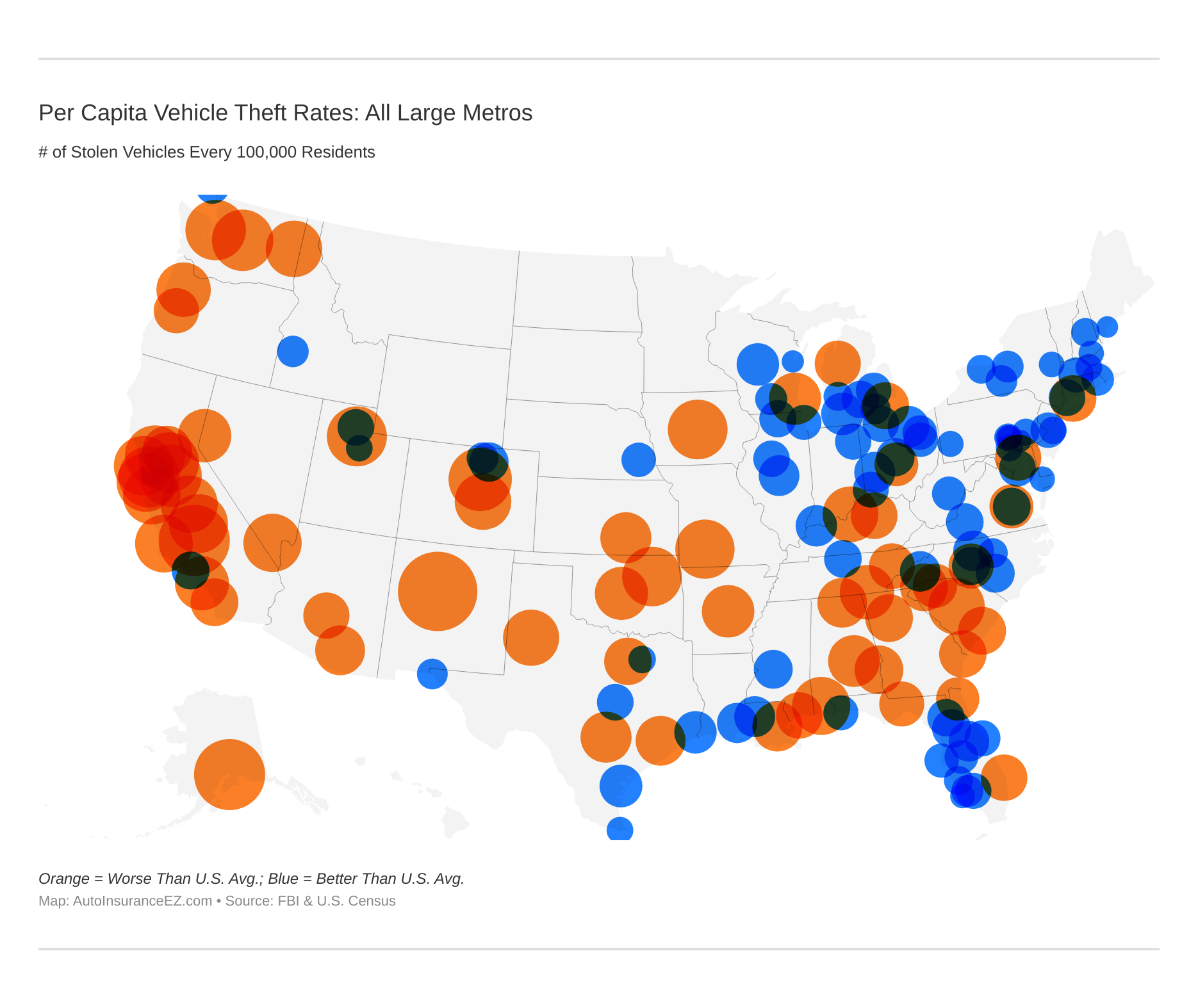 15 Cities with the Highest Vehicle Theft Rates [3Year Study]